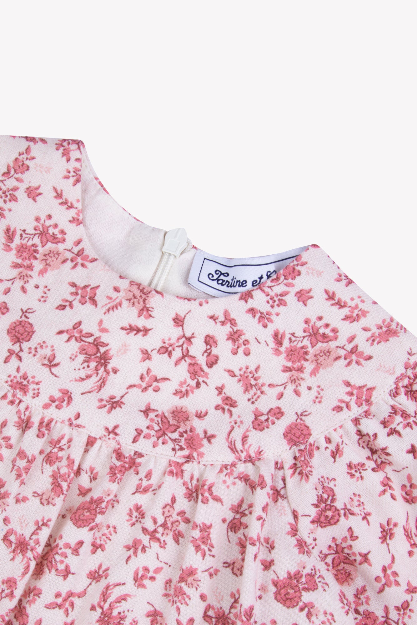 LS Woven Dress White Pink Floral F26