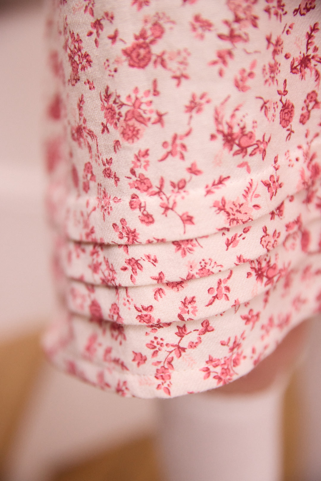 LS Smocked Woven Dress White Pink Floral F26