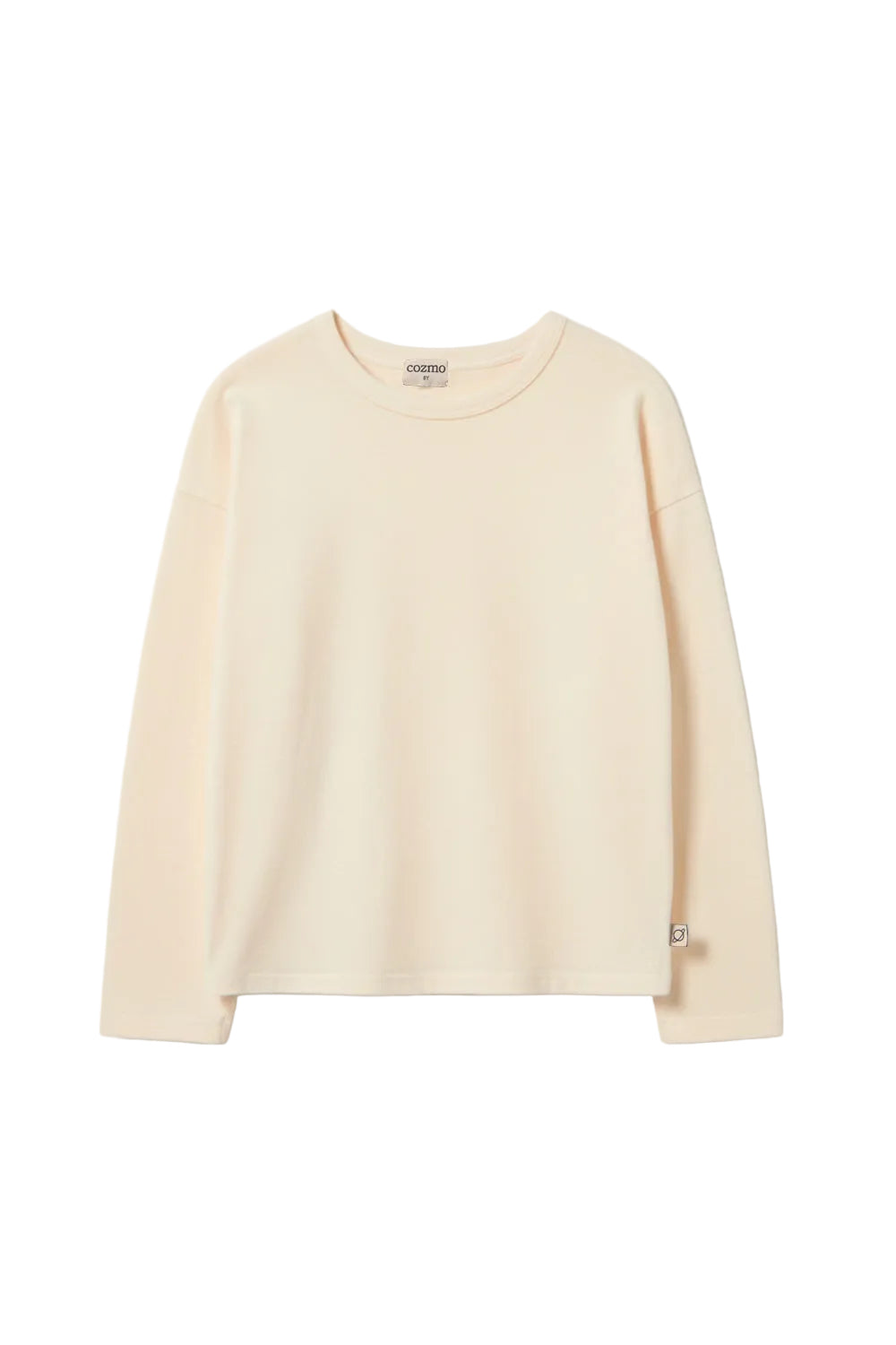 Beige long-sleeve shirt on a light gray background