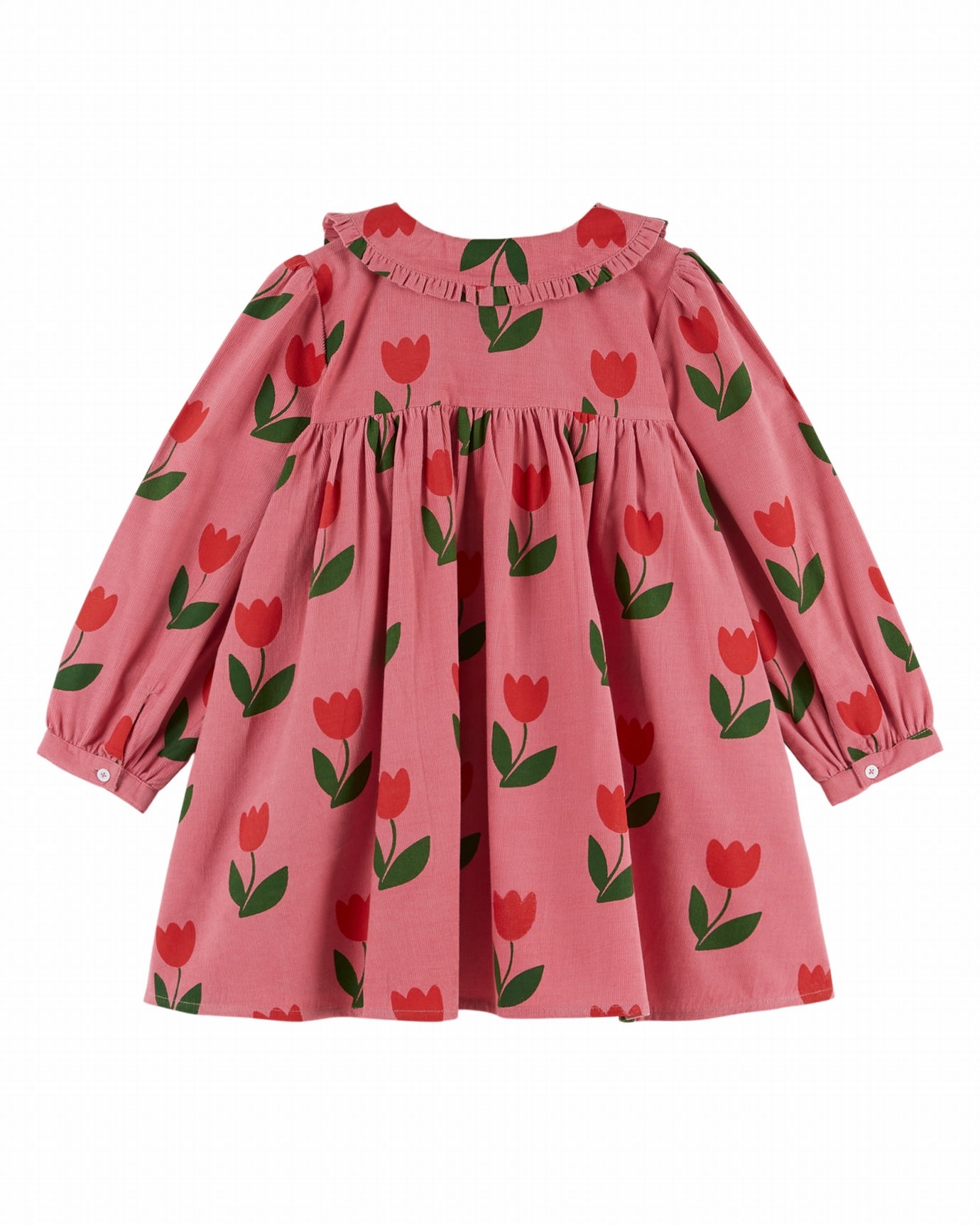 Ruffle Collared Dress LS Tulip Print F26
