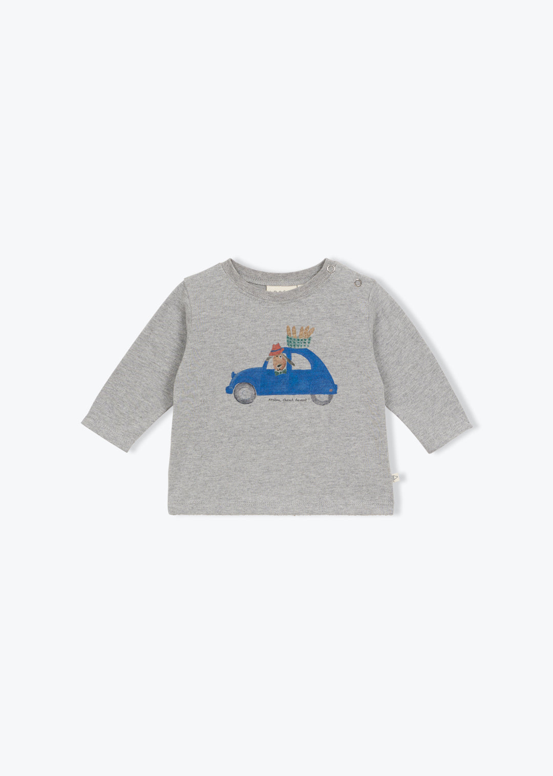 LS Tee with Driving Puppy Print Grey F26