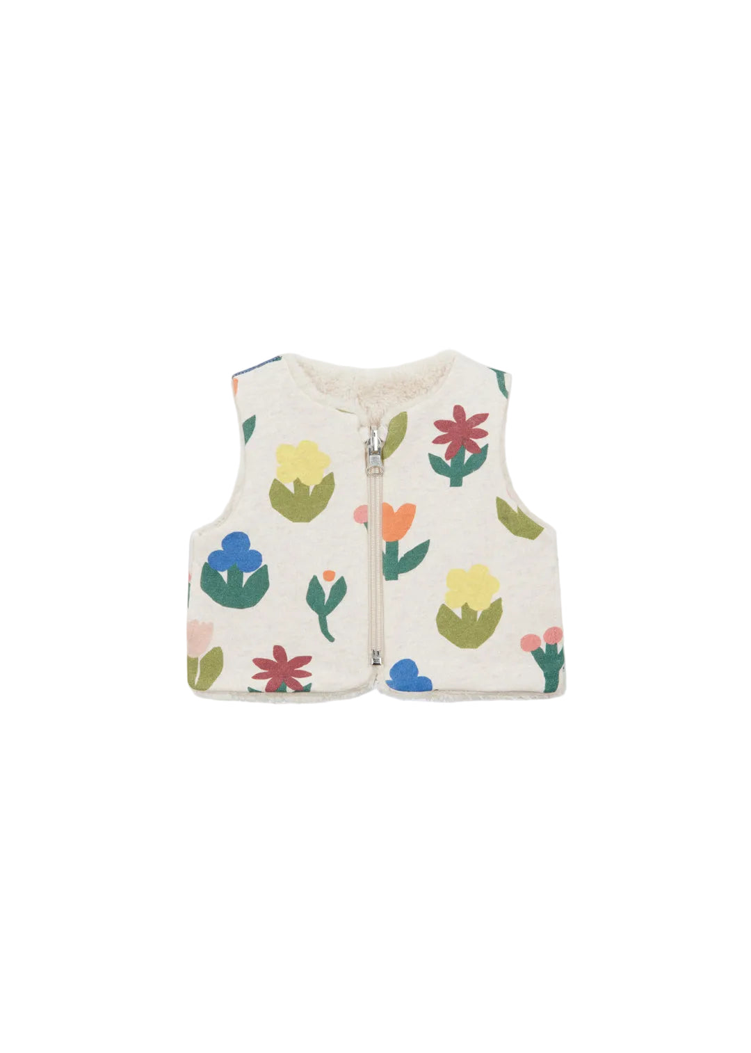 Baby Girl Reversible Teddy Vest w/ Floral Print F26