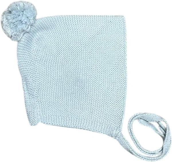 Mi Lucero Pom Bonnet Light Blue Tie Hat