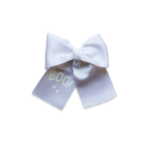 2024 Halloween sailor gros grain bow-BOO!- White