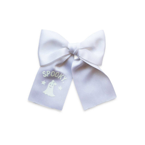 2024 Halloween sailor gros grain bow-SPOOKY- White
