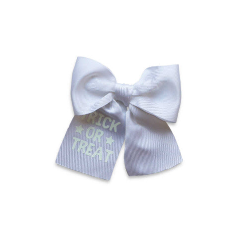 2024 Halloween sailor gros grain bow-TRICK OR TREAT- White