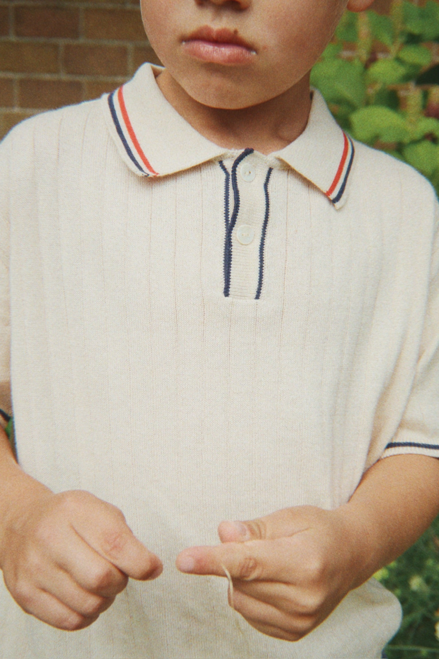 MIO KNIT POLO GOTS Almond Milk SS26