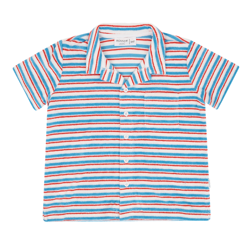 Boys Stripe French Terry Button Up SS26