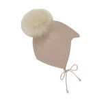 Bonnet Wool knot Alpaca PomPom Pink