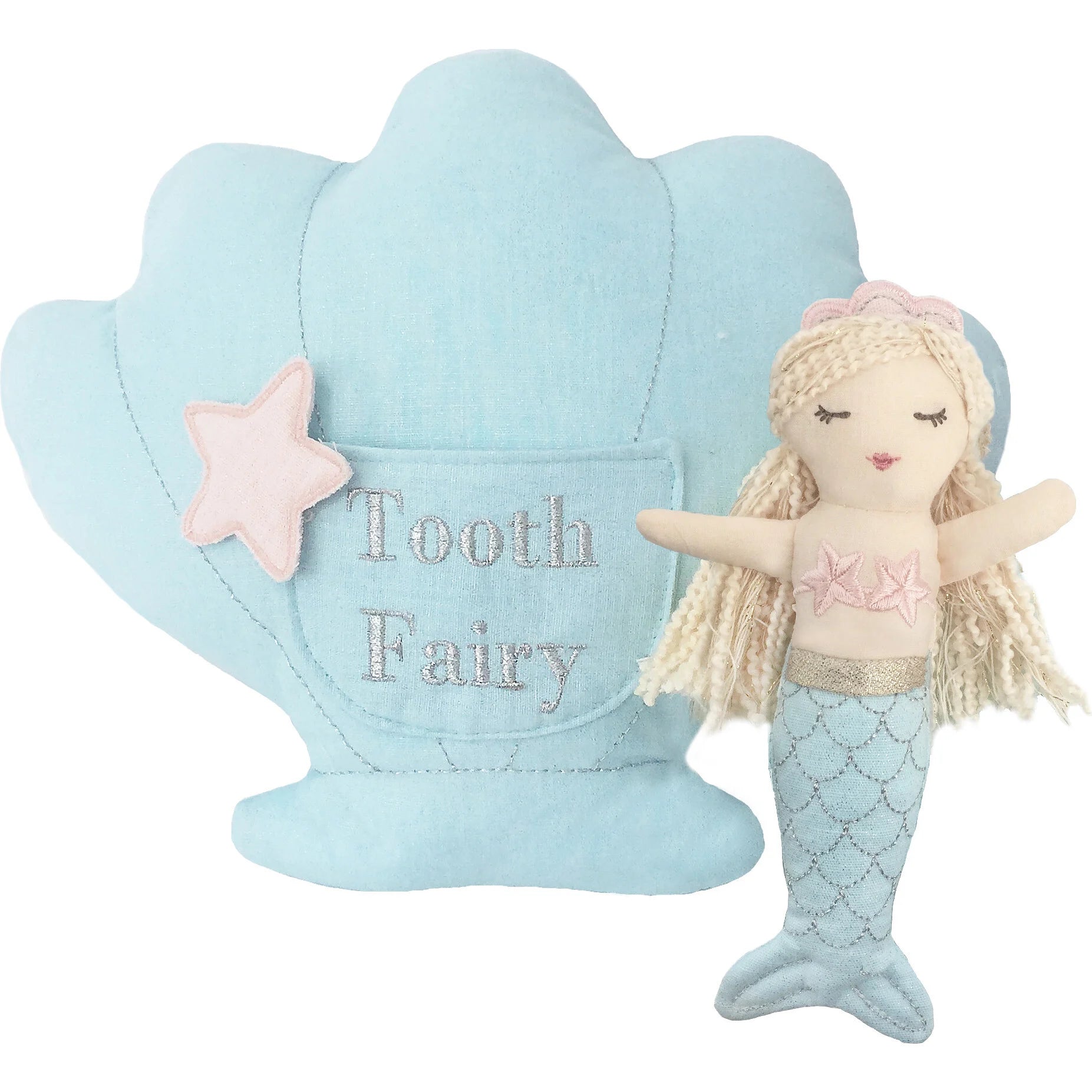 Mini Mermaid Tooth Fairy Pillow and Doll Set