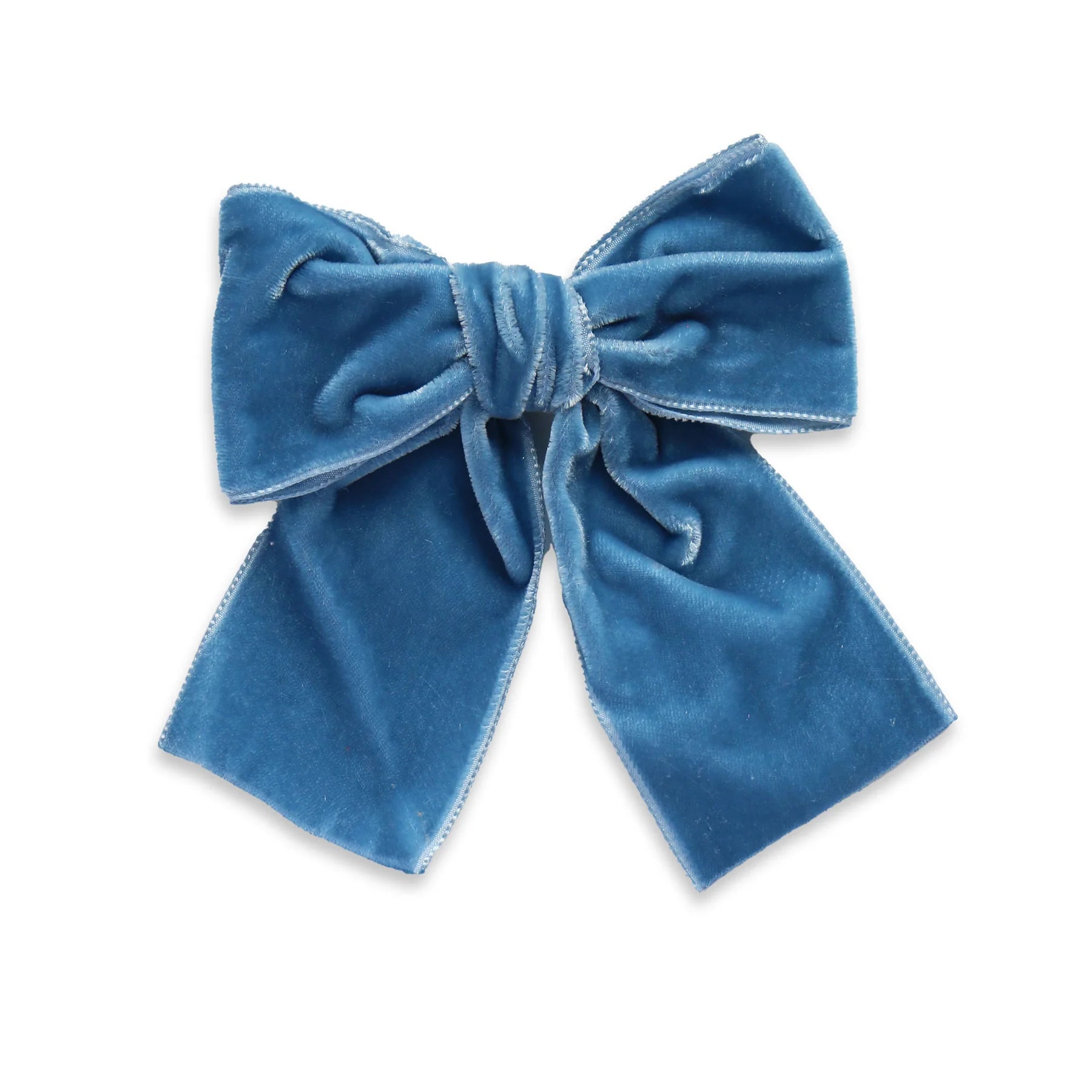 Big Velvet Sailor Bow -Snap Clip-French Blue