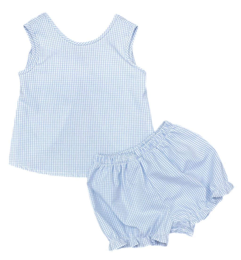 Lottie Bloomer Set Blue Gingham