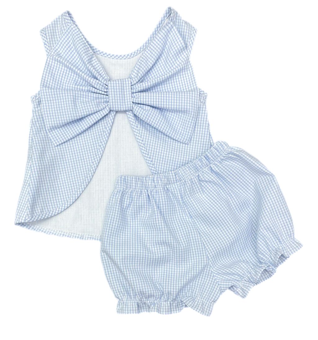 Lottie Bloomer Set Blue Gingham