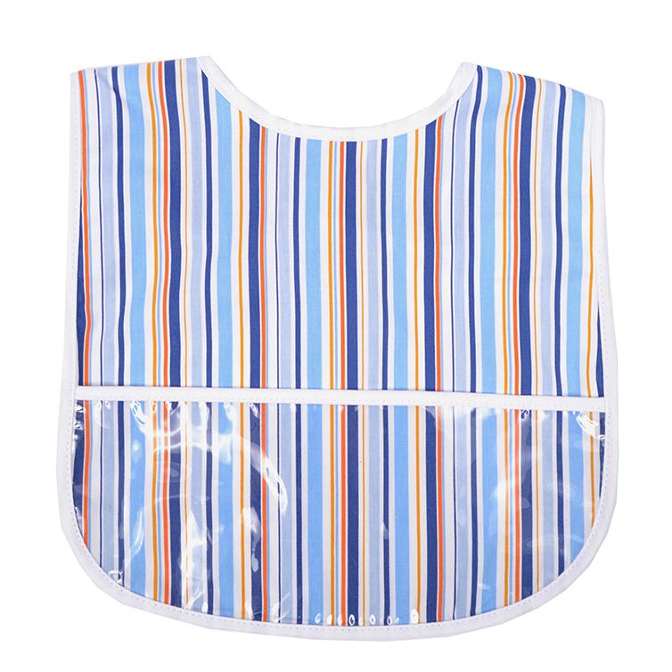3 Marthas Laminated Bib featuring an animal pattern with elephants and giraffes. This colorful bib is great for making mealtime enjoyable while minimizing mess. 3 Marthas Laminated Bib in Multiple Colors, 3-marthas, cf-color-blue-gingham.