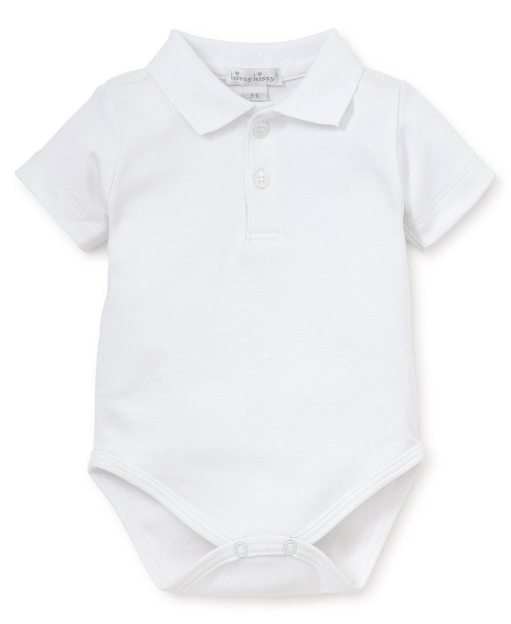 White Kissy Basics S/S Knit Collar Bodysuit