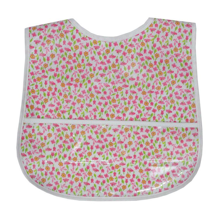3 Marthas Laminated Bib displaying a floral pattern with pink and green hues. Ideal for toddlers, this bib keeps clothes clean while adding a splash of color to mealtime. 3 Marthas Laminated Bib in Multiple Colors, 3-marthas, cf-color-blue-gingham.